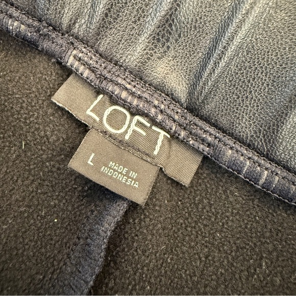 LOFT Women's Vegan Leather Leggings Black Size L Elastic Waist Casual Date Night - Picture 10 of 11